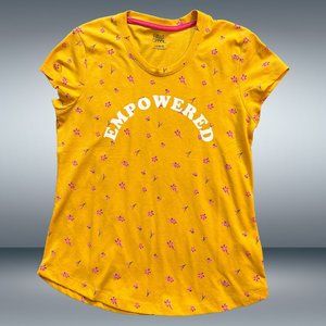Falls Creek Mustard Yellow Floral Empowered Shirt Sleeved T-Shirt - Tee